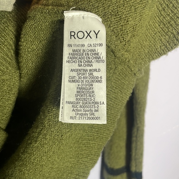 Army green crew neck sweater with dark nevy blue stripes - Picture 5 of 6